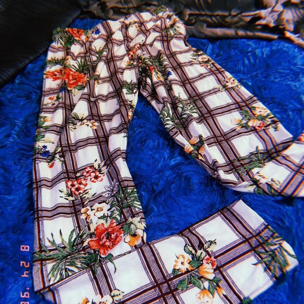 Floral and Plaid Print Leggings